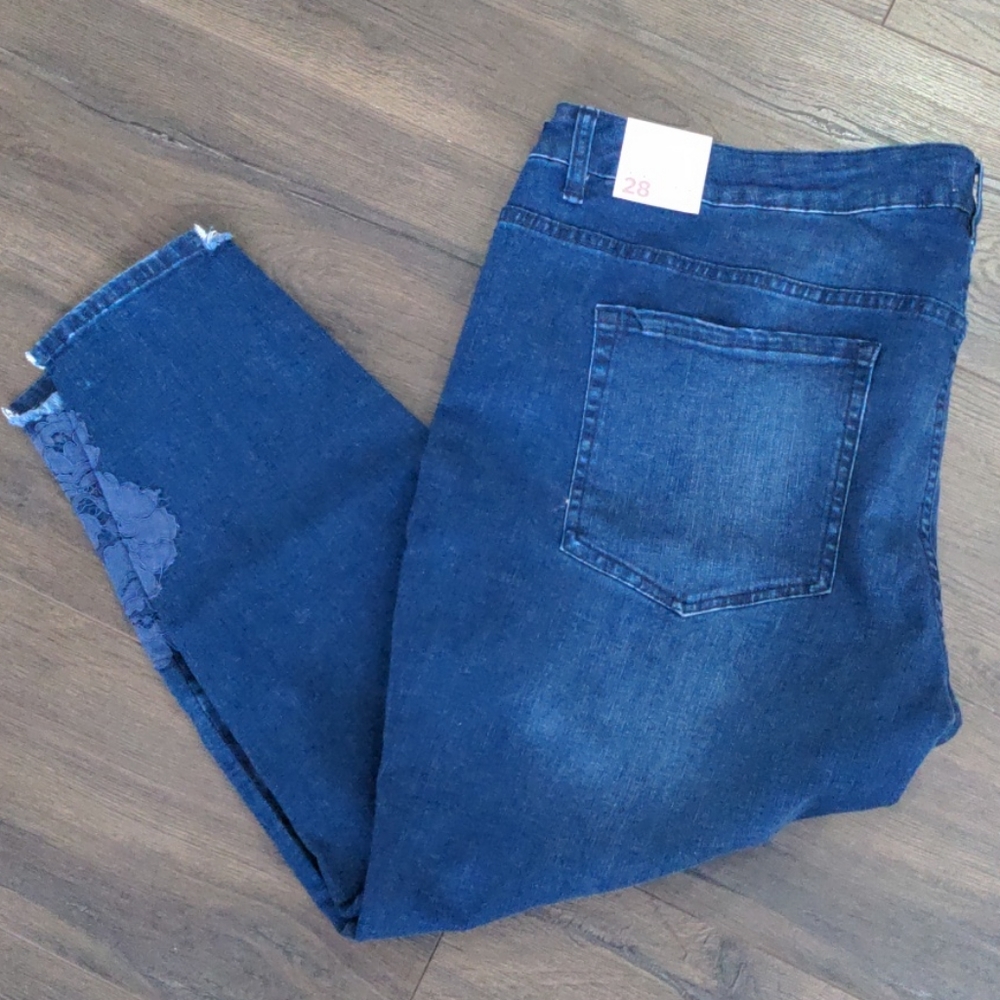 Lane Bryant Lace Applique Skinny Ankle Jeans